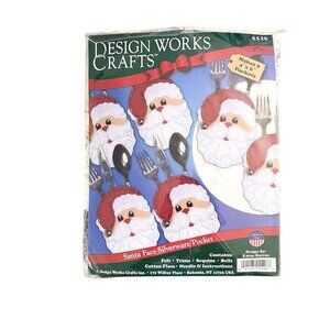 Design Works Crafts Santa Face Silverware Pockets Makes 6 Pockets 5526 New!